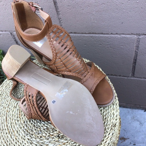 Dolce Vita Brown Chunky Heels  Woven Design Peep Toe Strappy Sandals NWT Size 10 - Picture 4 of 5